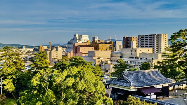 松江城から見た松江市の風景